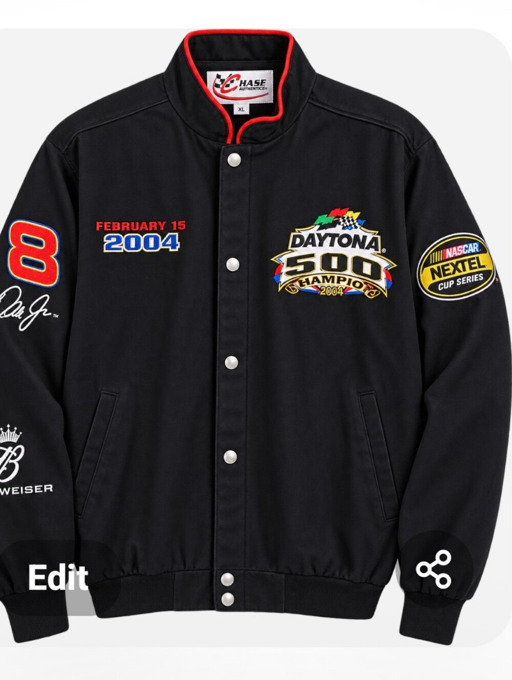 Earnhardt Jr. Chase Budwiser Authentic#8 Daytona 500 2004 Championship Jacket XL